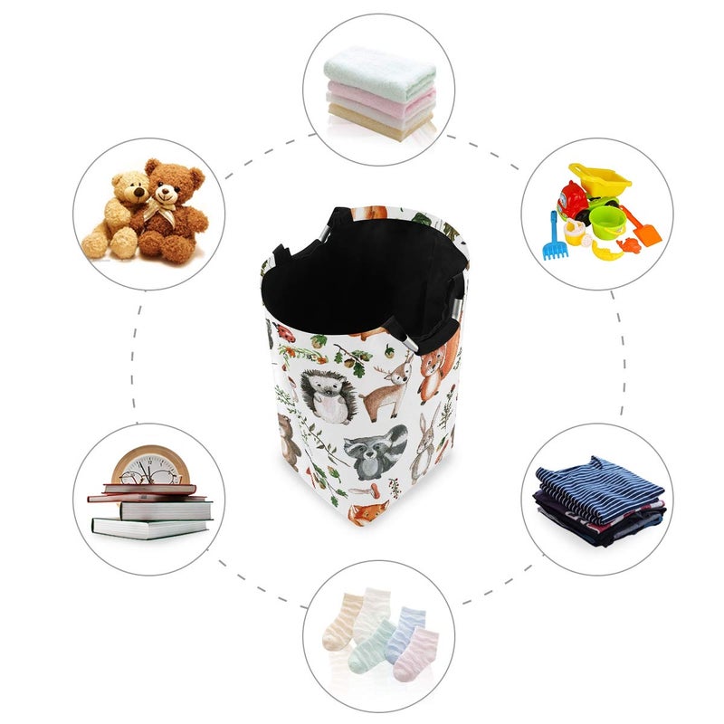 senya Large Laundry Basket Shopping Foldable Clothes Bag Collapsible Fabric Laundry Hamper Folding Washing Bin (Woodland Animal) - Image 4